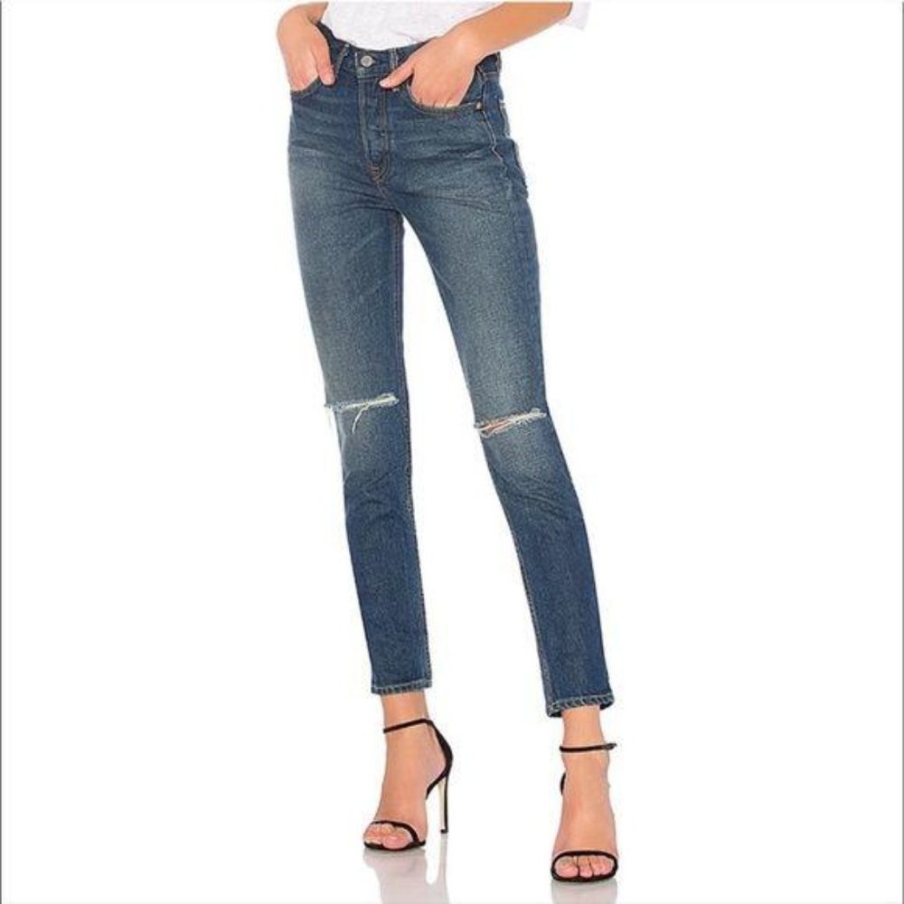 NWT GRLFRND Karolina High Rise Ripped Skinny Jeans